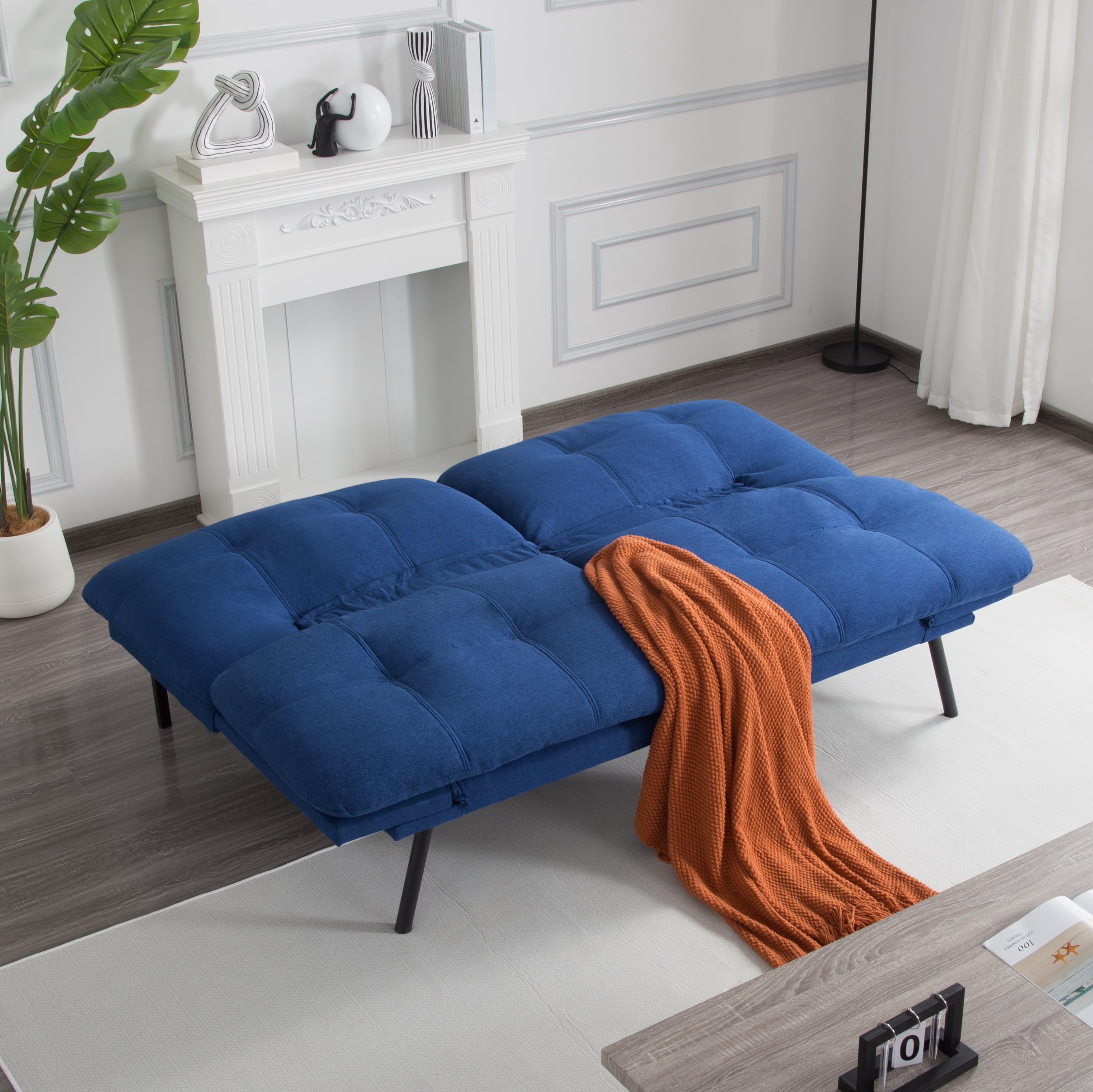 Gewnee 70.87"Convertible Sofa Bed,Modern Futon Sofa with Adjustable Backrest,Suitable for Living Room,Guest Room,Small Spaces.Blue