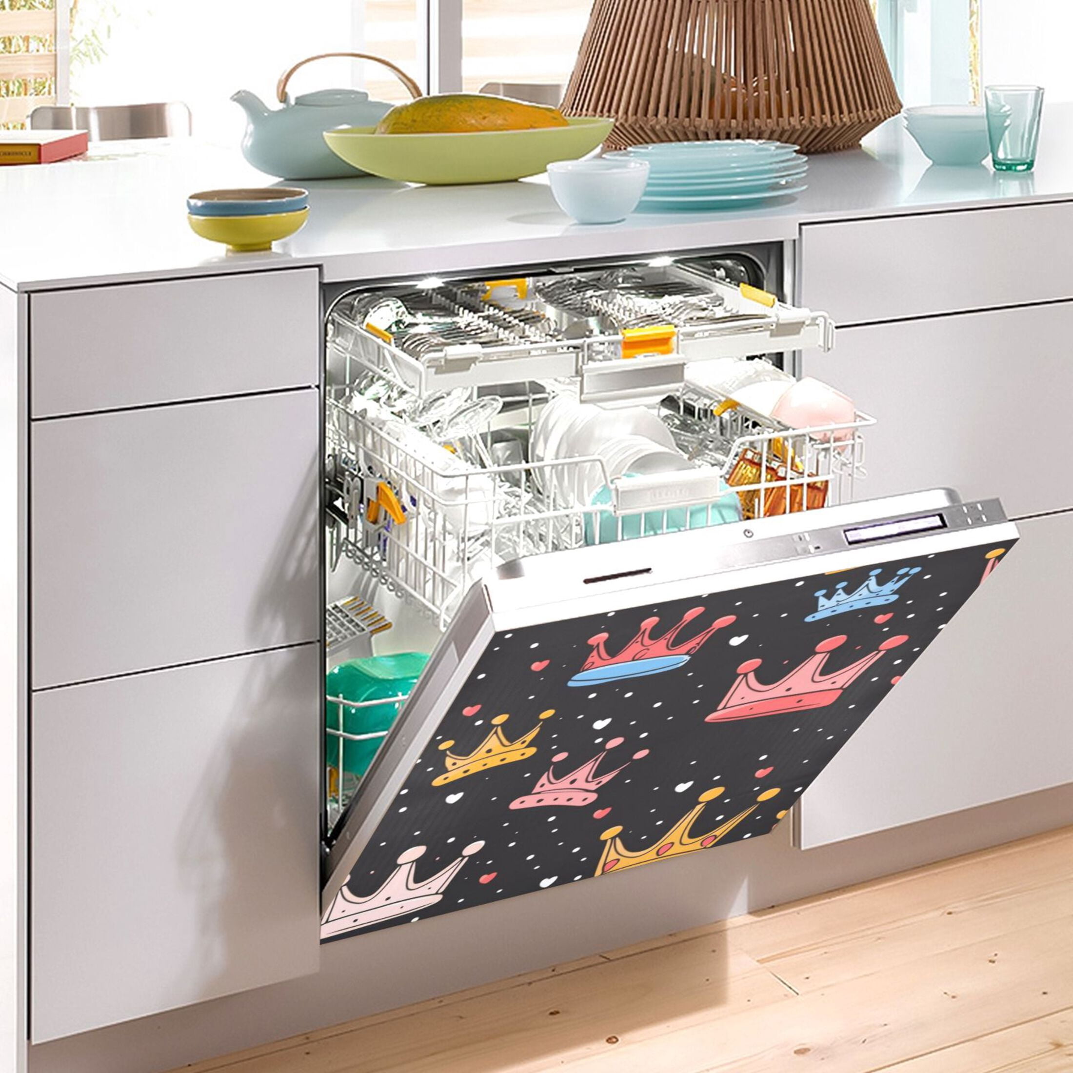 Dishwasher Magnetic Sticker 23x26 Inch Refrigerator Magnetic Sticker Washing Machine Magnetic Sticker Kitchen Panel Magnetic Sticker Home Decor Cartoon Crown Cute