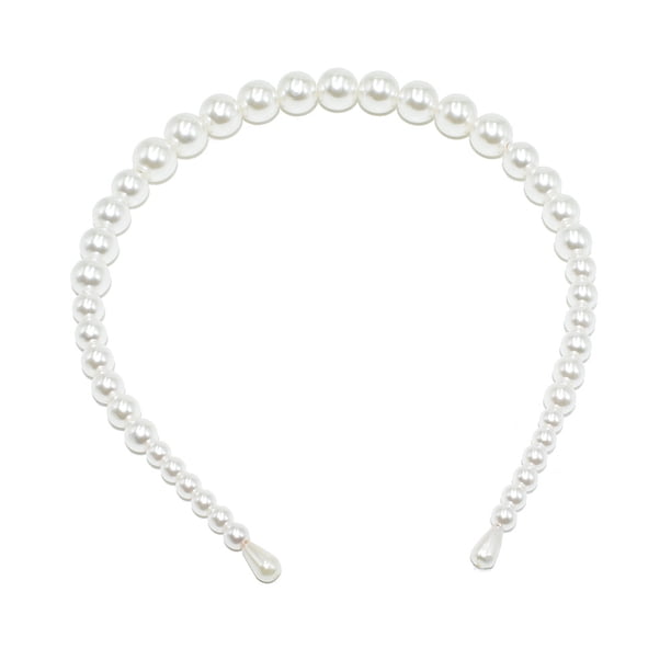 Diadema de perlas de gran tamaño hecha a mano con cuentas para accesorios para el cabello de adultos, diadema de perlas brillantes, artículo digno de regalo