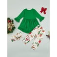 thumbnail image 2 of Bmnmsl Girl Christmas Sets Solid Color O-Neck Long Sleeves Tops Cartoon Pants Scarf, 2 of 6