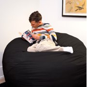 Big Joe Fuf 5Ft Oversized Foam Bean Bag Chair for Kids, Teens, Adults, Onyx Lenox, Durable Woven Polyester, 5 foot Large Reading and Gaming Seat