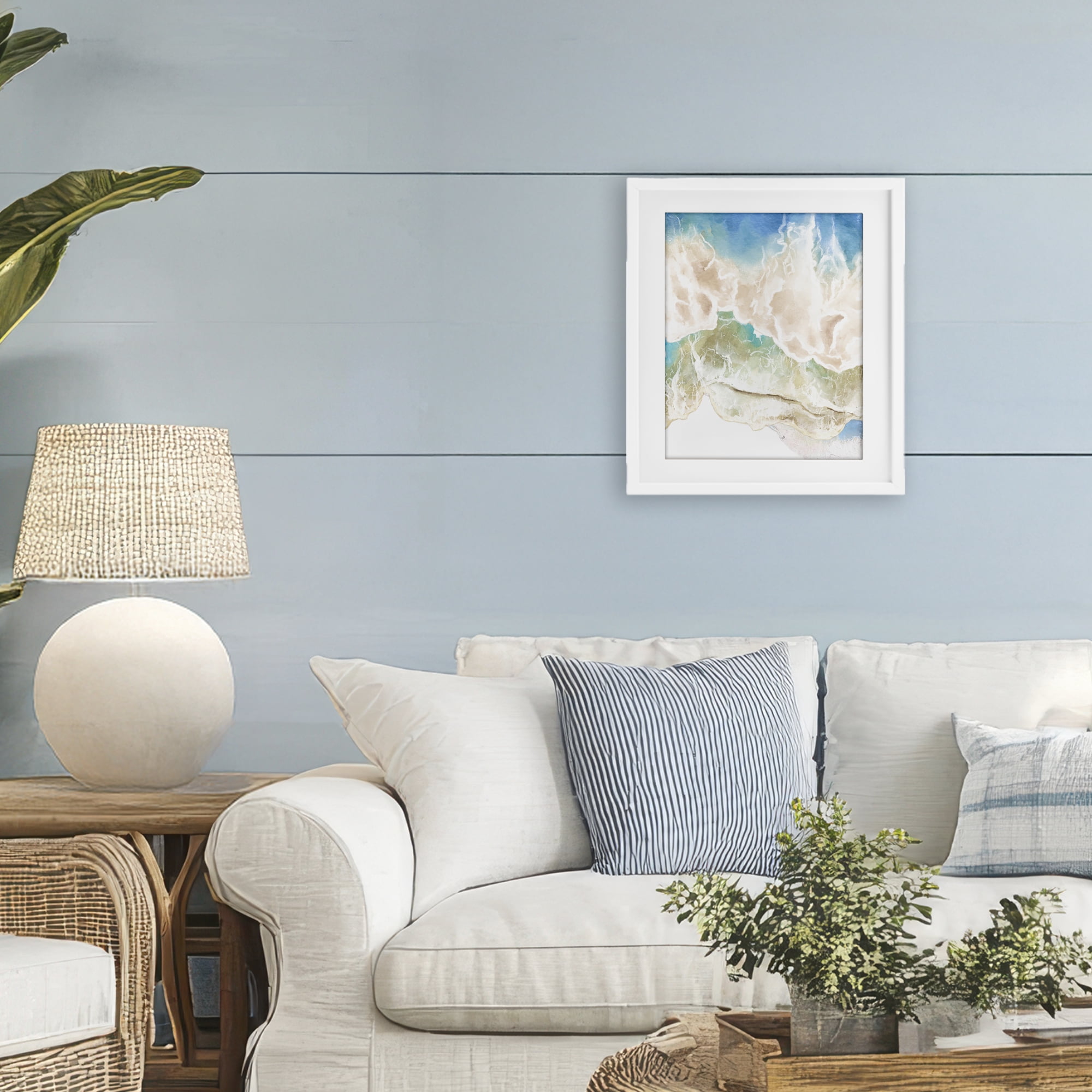 Stupell Industries Washed Away Tide Abstract White Framed Print Under Glass, design by Jesse Keith
