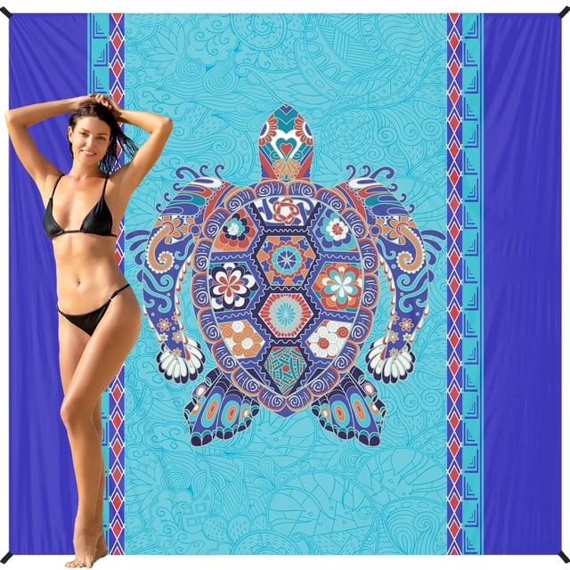 Manta de playa BYDOLL con estampado de tortuga, 198 x 206 cm, impermeable