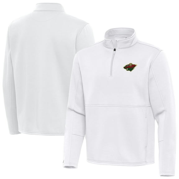Men's Antigua White Minnesota Wild Twist Quarter-Zip Pullover Jacket