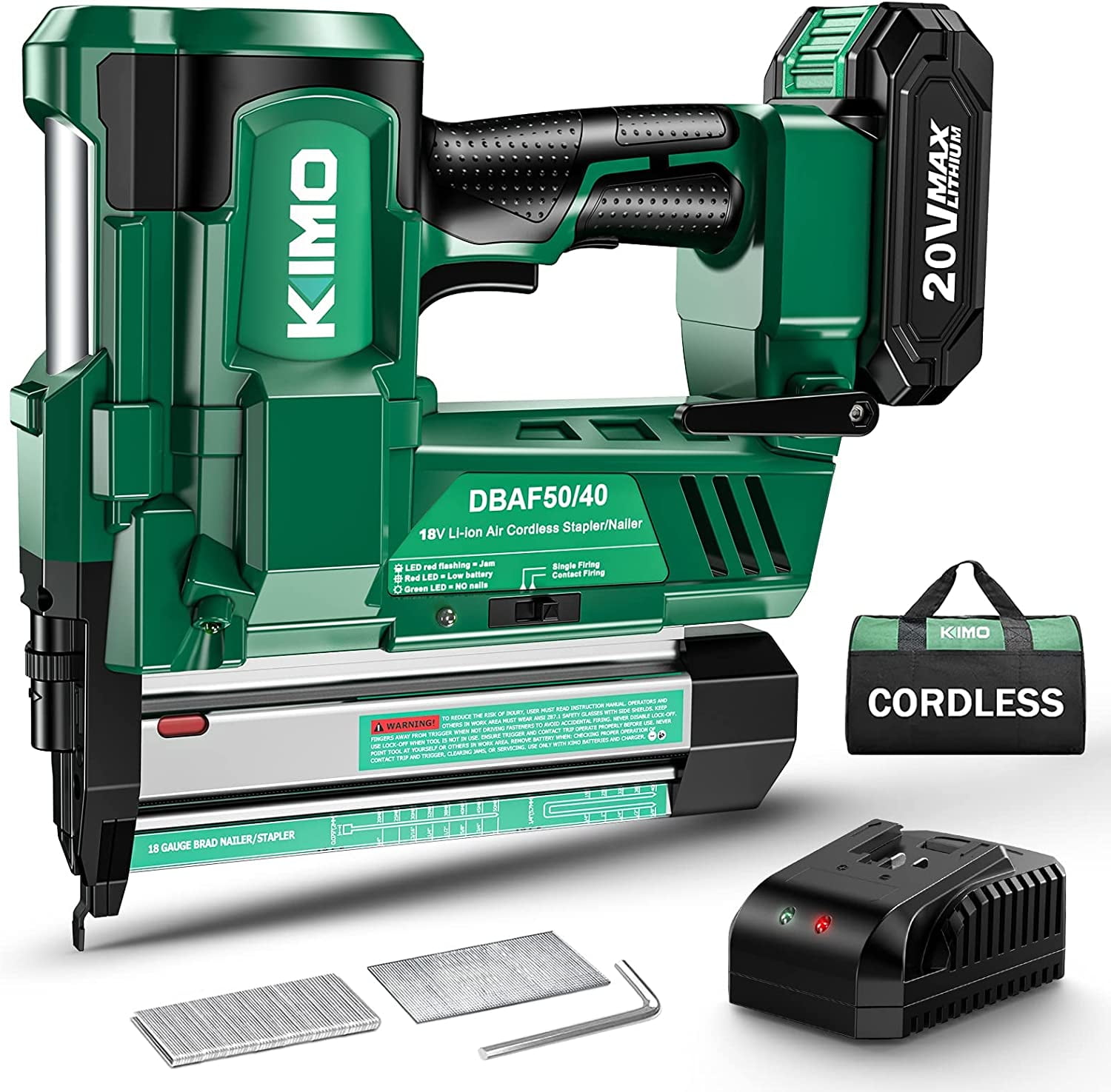 18 Gauge Nail Gun Battery Powered 2 in 1 Cordless Brad Nailer/Electric