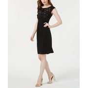 Connected Women's Cap Sleeve Above the Knee Dress Black Size 12 Petite