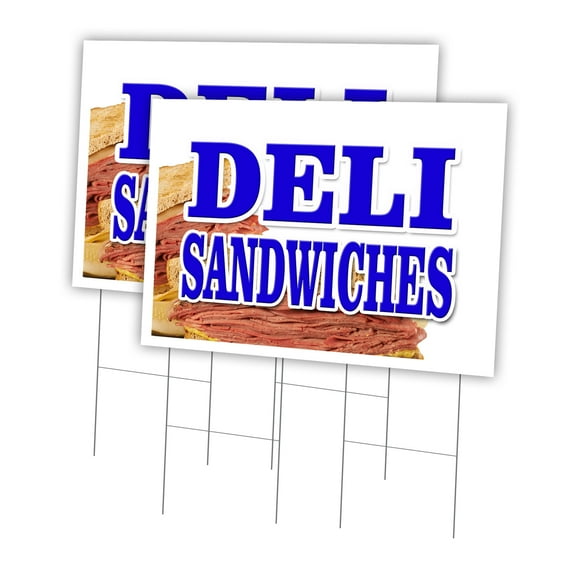 Deli Sandwiches 2 Pack Of 24" x 36" Yard Sign & Stake | Advertise Your Business | Stake Included Image On Front Only | Made in The USA