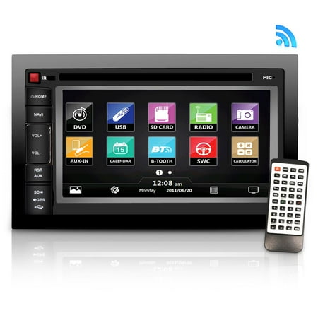 PYLE SDNV66B - 6.5" Video Headunit Receiver, GPS Navigation, Bluetooth Wireless Streaming, CD/DVD Player, Double DIN