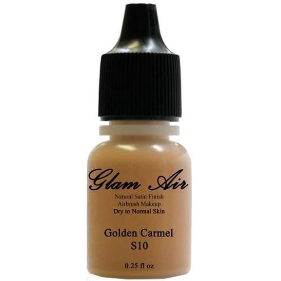 Glam Air Water-based Makeup Foundation Satin S10 Golden Carmel Airbrush Makeup Lasting All Day 0.25 Oz Bottle