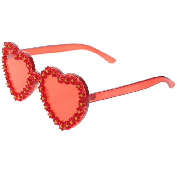 WHAMVOX  Red Sunglasses Heart Shaped for Women Polarized Ladies Toddler Miss