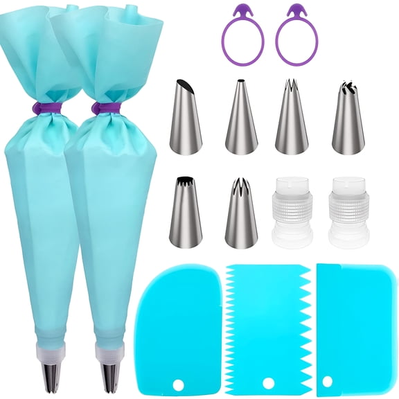 ACDANC Piping Bags and Tips Set,Cake Decorating Supplies for Baking with Reusable Pastry Bags and Tips,Standard Converters,Silicone Rings,Cake Decorating Tools for Cookie Icing,Cake,Cupcake