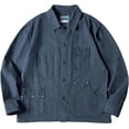 thumbnail image 1 of Men's retro work jacket, navy blue, single-breasted hunting jacket with multiple pockets, heavy spring outerwear, 1 of 8