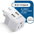 thumbnail image 2 of UK, Hong Kong, CTU-7-2PK Ireland Travel Adapter Plug by Ceptics with Dual USB - Type G - London - USA Input - Light Weight - Perfect for Cell Phones, Chargers, Cameras and More - 2 Pack, 2 of 8