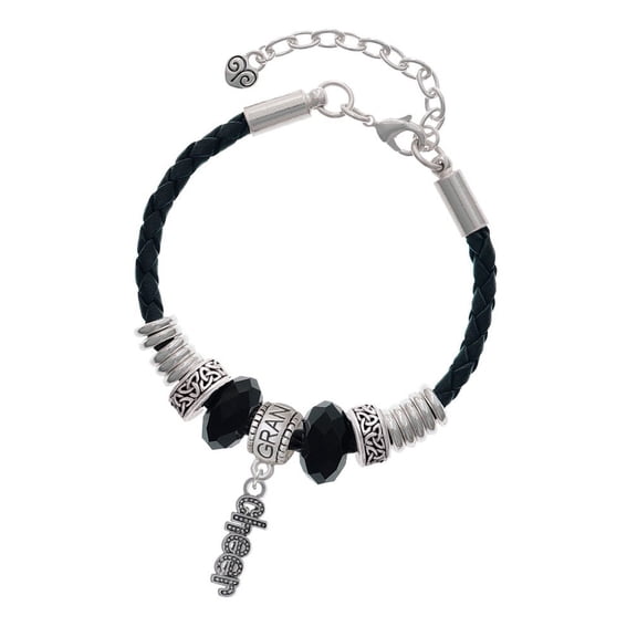 Delight Jewelry Silvertone Beaded ''Cheer'' Grandmother Celtic Knot Leather Bead Bracelet, 7" 2" Extender