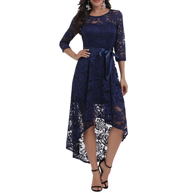 Lucakuins Vestido de fiesta de cóctel alto y bajo con encaje floral para mujer Vestidos de noche para baile de graduación Lucakuins moda