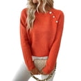 thumbnail image 2 of Wutalume Women's Casual Fashion Long Sleeve Solid Color Asymmetrical Button Down Knit Sweater Top, Unique Hem Design, Modern Pullover for Stylish Looks,Red L, 2 of 7