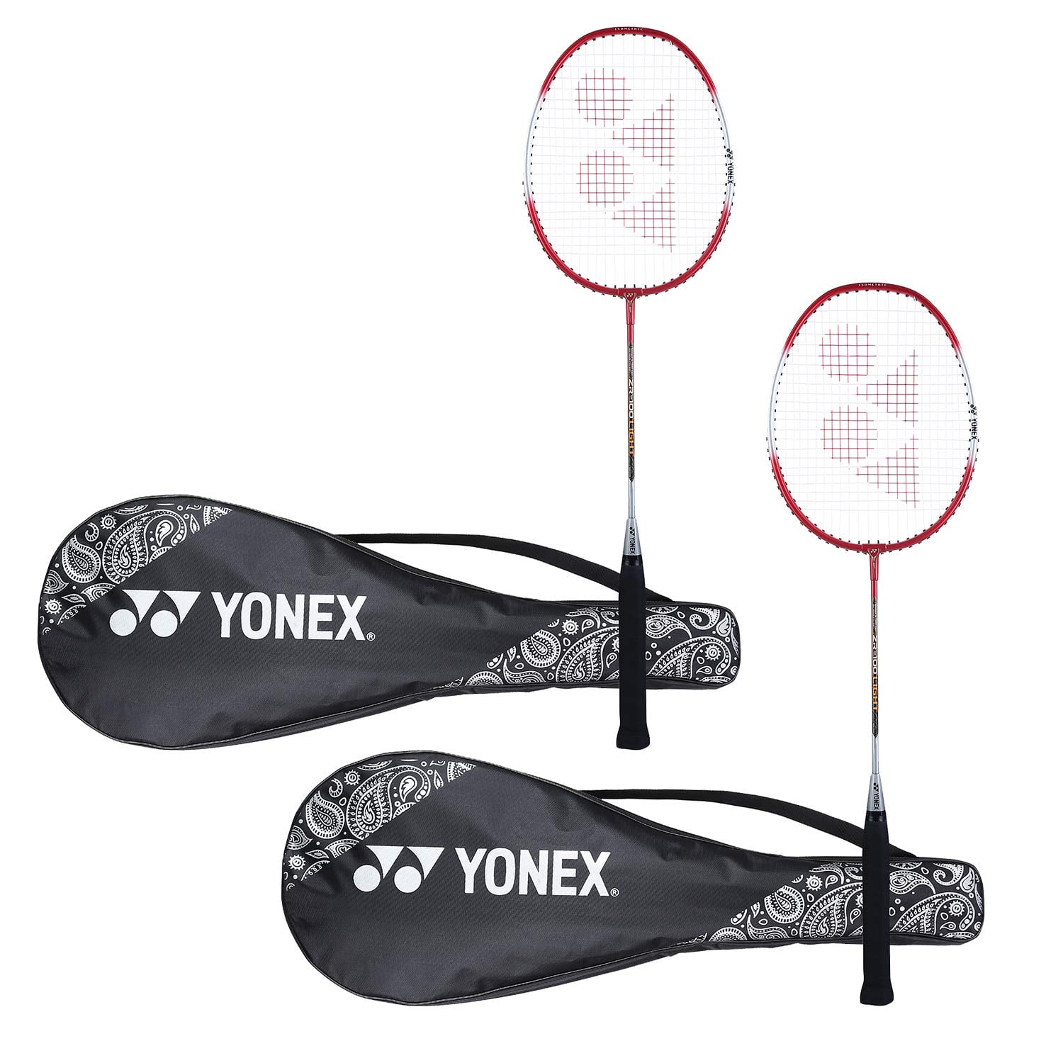 Yonex ZR 100 Light Aluminium Badminton Racquet with Full Cover, Set of 2 Red