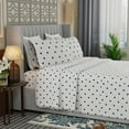 thumbnail image 3 of Color Sense Full Polka Dot Navy Brushed Cool & Crisp Cotton Blend Percale 4-Piece Print Bedsheet Set, 3 of 9