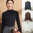 thumbnail image 2 of Women Bottoming Tops DE Velvet Self-Heating Thermal Top Half High Collar Long Sleeve Slim Fit Base Layer Shirt, 2 of 7
