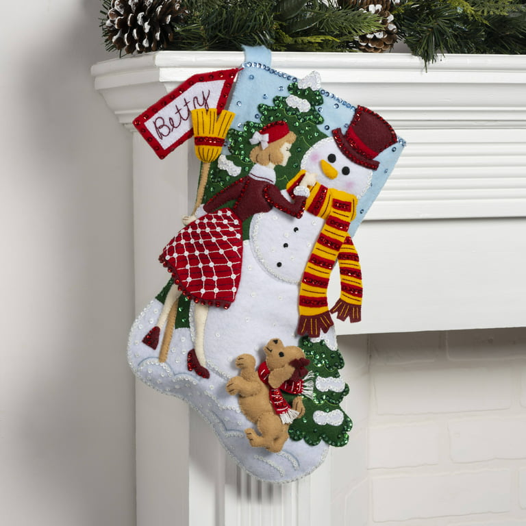 Santa's Black Bear Christmas Stocking - Felt Applique Kit