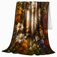 thumbnail image 2 of Adorable Kitten Wildflower Scene Cute Cat Floral, Cozy Woodland Scene, Warm Flannel Blanket for Living Room and Bedroom, Cat Lovers Just Because Gift, Botanical Home Decor, 2 of 9