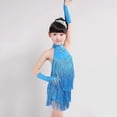 thumbnail image 3 of Girl Latin Dance Dress, Girls' Summer Sleeveless Cha Cha Dress Latin Salsa Costumes with Fringe, Sequin Tassel Latin Party Cocktail Dress Ballroom Dance Costume Vintage Fringe Dress, 3 of 8