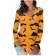 thumbnail image 1 of ICHUANYI Clearance Women's V-Neck Casual Long Sleeve Printed Buttoned Basic Ruched Tunic Tops T-shirts Blouses(Orange, L) ICHUANYI WER2023081512592, 1 of 4
