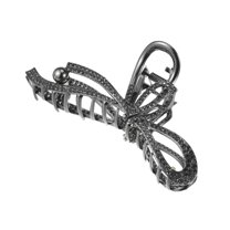 Vocoste Hair Clip Classic Rhinestone Bow Tie Hair Clip Elegant Cute Hair Accessories for Women Titanium Tone