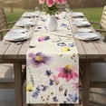 thumbnail image 4 of Purple Spring Floral Table Runner - 60 Inch Long Vintage Flowers Farmhouse Watercolor Cotton and Linen Blended Dress Scarves Farmhouse Table Runner for Kitchen Dining, Coffee Table, 13" x 60", 4 of 8