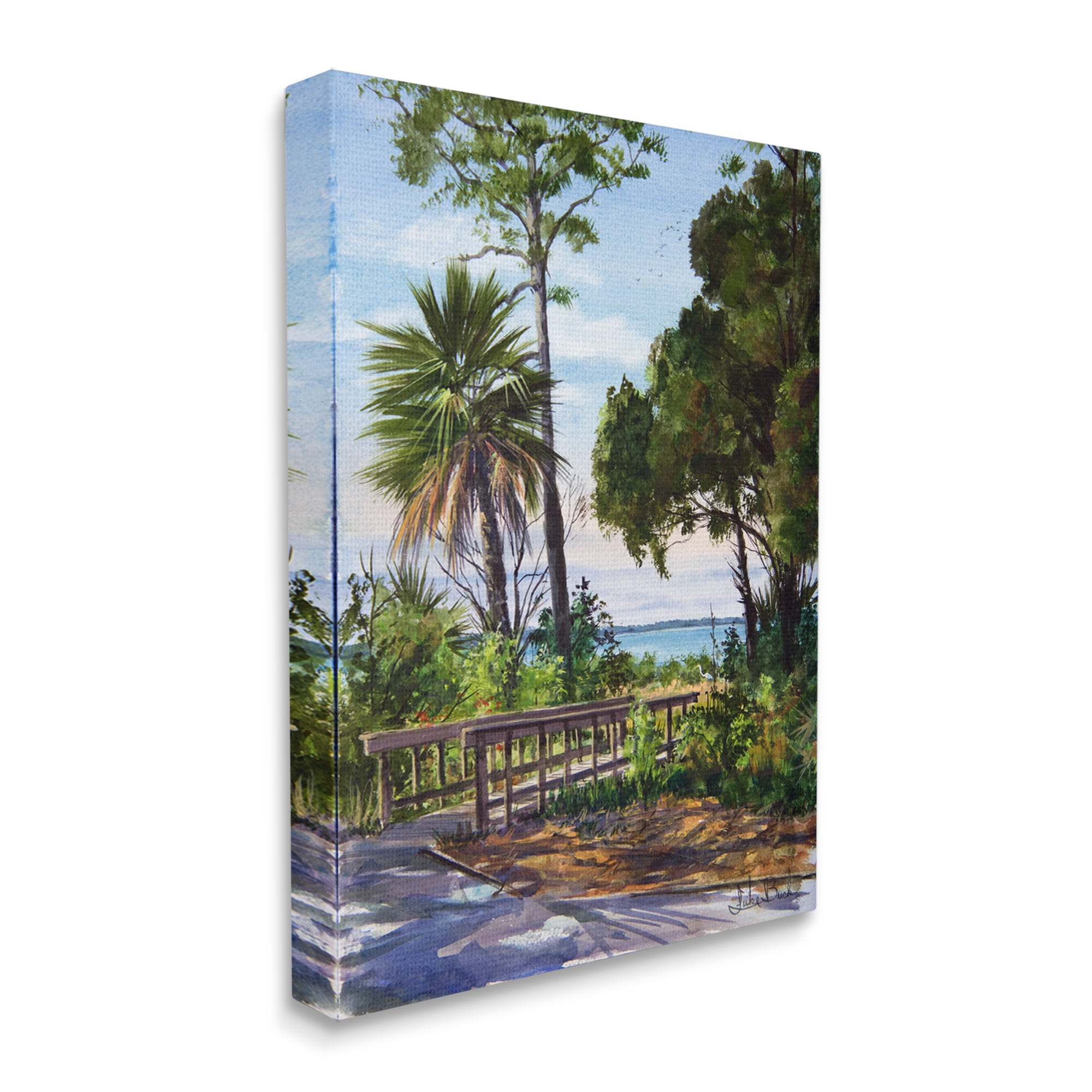 Stupell Industries Tropical Boardwalk Landscape Nature Painting Gallery Wrapped Canvas Print Wall Art, 36 x 48