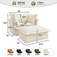 thumbnail image 3 of 49"W Oversized Upholstered Chenille Accent Chair with Ottoman, 37" Wide Deep Seat Armchair with Removable Washable Covers for Living Room or Bedroom,Cream, 3 of 13