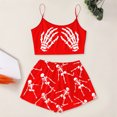 thumbnail image 2 of MEZZALL Halloween Gothic Pajama Set for Women Spaghetti Strap Skeleton Hand Print Crop Tops With Elastic Waist Shorts 2 Piece Home Sleepwear, 2 of 5