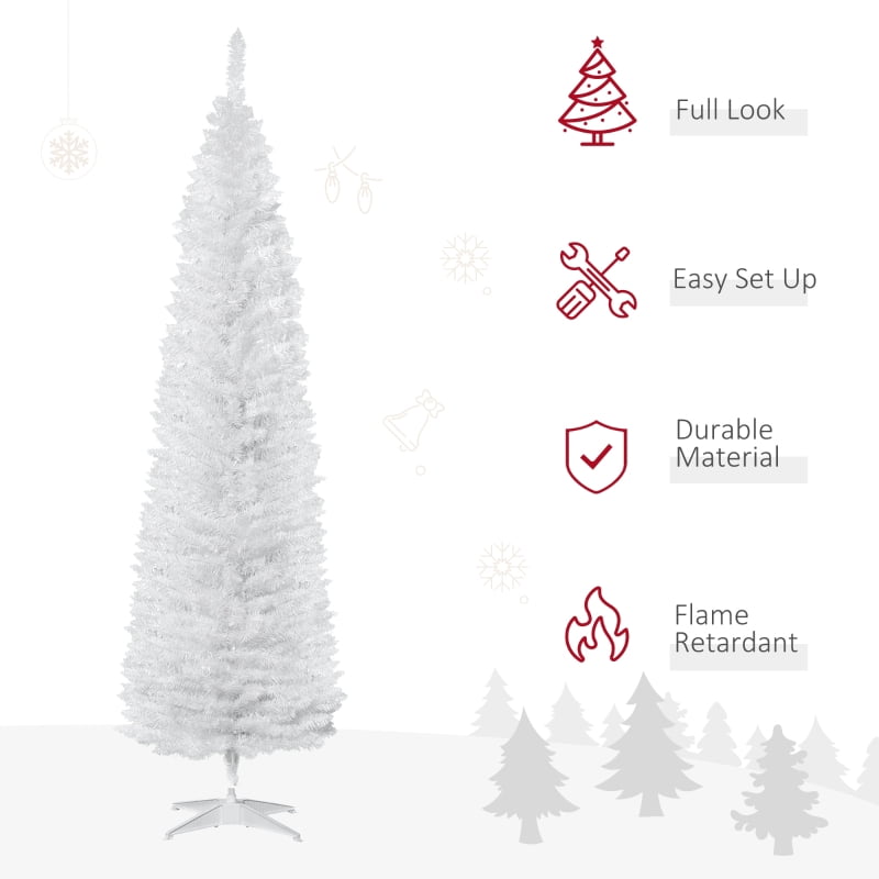 Alvantor Christmas Tree Unlit Pencil with 499 Tips, Slim Holiday Decor 21.75"x21.75"x84" 7ft White
