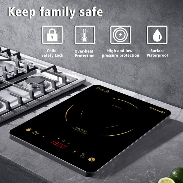 Sunmaki Portable Induction Cooktop,1800W Induction Cooker with  LCD Sensor Touch, Induction Cooktop Burner Child Safety Lock & 4h Timer, 9  Power 10 Temperature Setting for cooking: Home & Kitchen