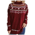 thumbnail image 2 of Vintage Christmas Sweaters for Women Long Sleeve Crewneck Loose Cable Knit Pullover Sweater Jumper Tops, 2 of 6