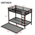thumbnail image 4 of Twin XL over Twin XL Metal Bunk Bed with Trundle, Heavy Duty Black Triple Sleeper, Space Saving Design for Teens/Adults, 500LB Capacity, Black, 4 of 12