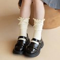thumbnail image 2 of Girls Ribben Knit Ruffle Crew Socks Bow Decor Double Frilly Ankle Socks Soft Cotton Breathable Princess Long Sock, 2 of 5