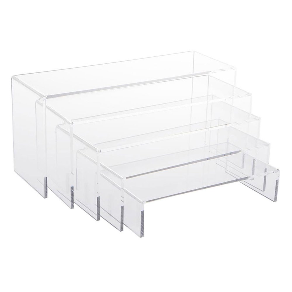 Clear Acrylic Risers for Counters, Set of 5 Ushaped Display Stands, 5
