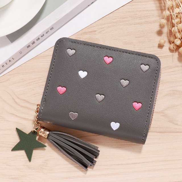 Cartera de piel sintética de PU, tarjetero, cartera para mujer, monedero pequeño y bonito, monedero femenino coreano