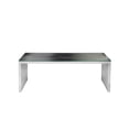 thumbnail image 2 of Benjara Meza 47 Inch Coffee Table, Glass Top, Waterfall Slatted Panel Frame, Silver, 2 of 5