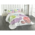 thumbnail image 3 of Ambesonne Kitten Quilted Bedspread Set 3 Pcs, Cats in Watercolor Style, King Size, Multicolor, 3 of 5