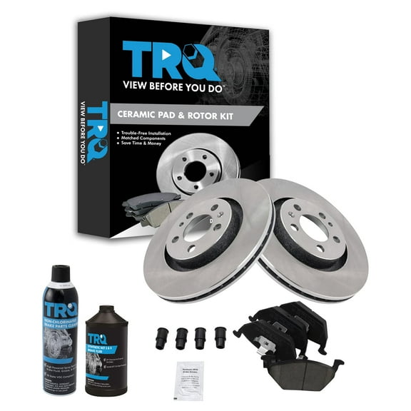 TRQ Front Ceramic Brake Pad Rotor Kit w/Chemicals for VW Beetle Golf Jetta BKA16108