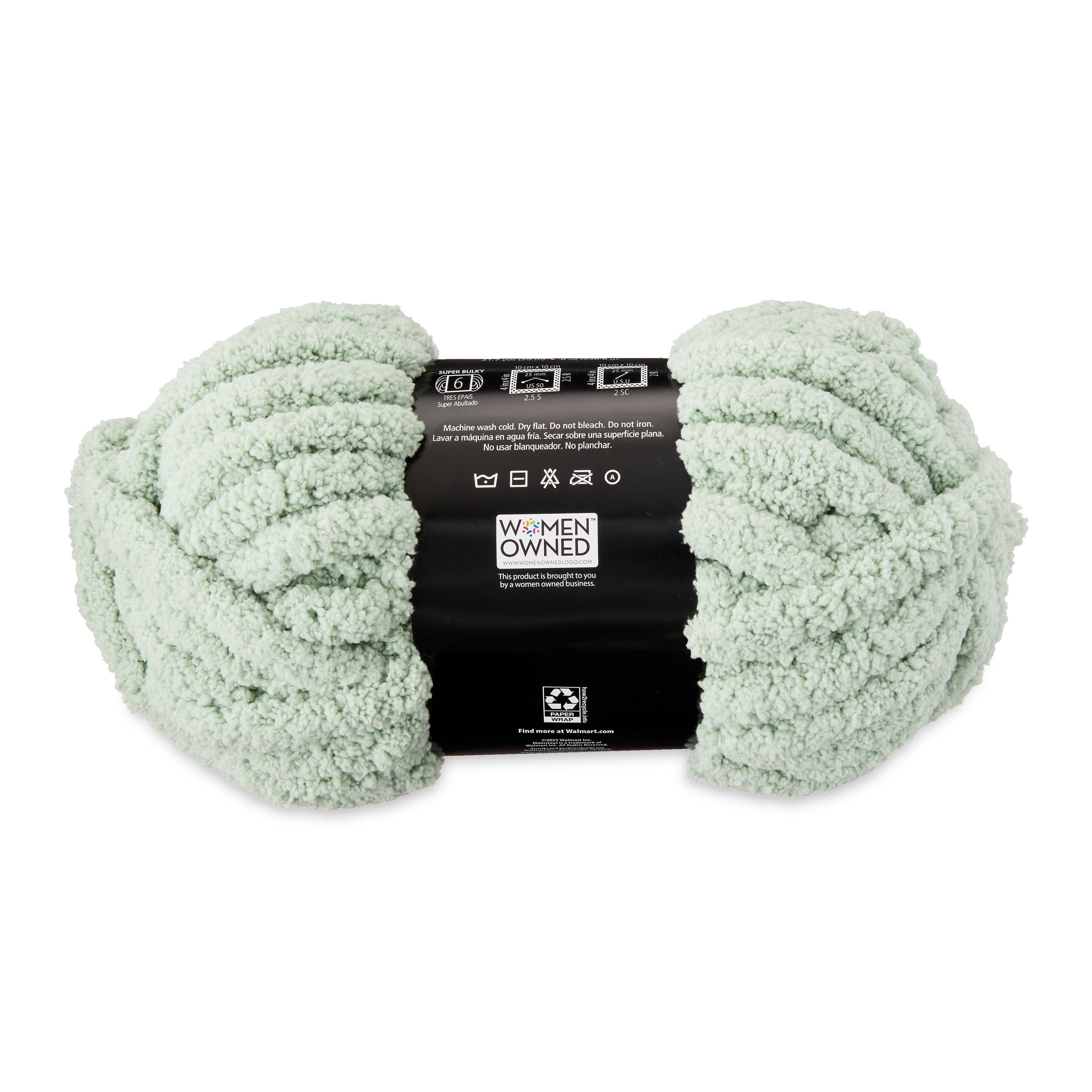 Mainstays Chunky Chenille Yarn, 31.7 yd, Sage, 100% Polyester, Super Bulky