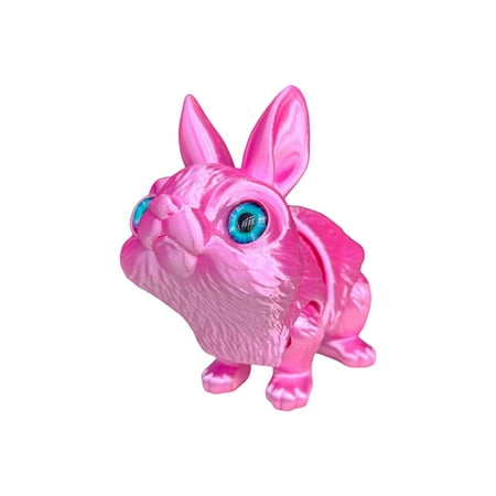 3D Printed Easter Bunny Ornament with Movable Joints Animal Stress Relieving Toy Fidget Toy Desktop Decoration and Gift – Pink