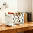 thumbnail image 2 of Tall Heavy Duty Metal Adjustable Bookends Organizer With Removable Pen Holder Tray And Hook For Desk Home Library, 2 of 4
