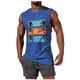 thumbnail image 2 of Camiseta sin mangas de cuello redondo para hombre, informal, a la moda, con estampado, deportiva, de poliéster, 2 of 5