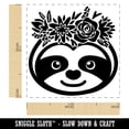 thumbnail image 2 of Sloth Wearing a Flower Crown Self-Inking Rubber Stamp Ink Stamper - Fuchsia Ink - Small 1 Inch, 2 of 7