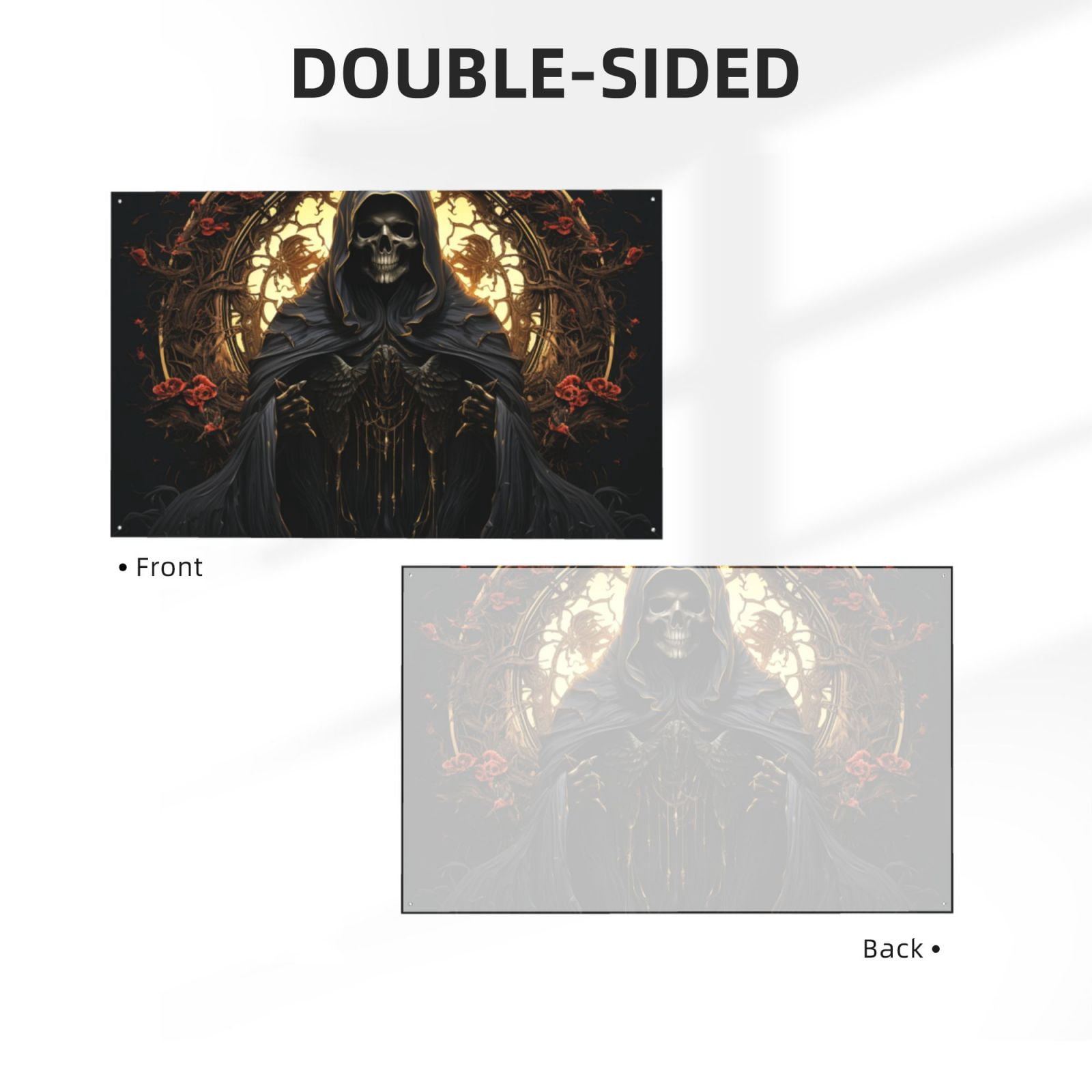 Grim Reaper Skull Angel Skeleton Cool Four Hole Decorated Banner Flag for Garden Yard Home Decoration Indoor Outdoor 4x6 Ft