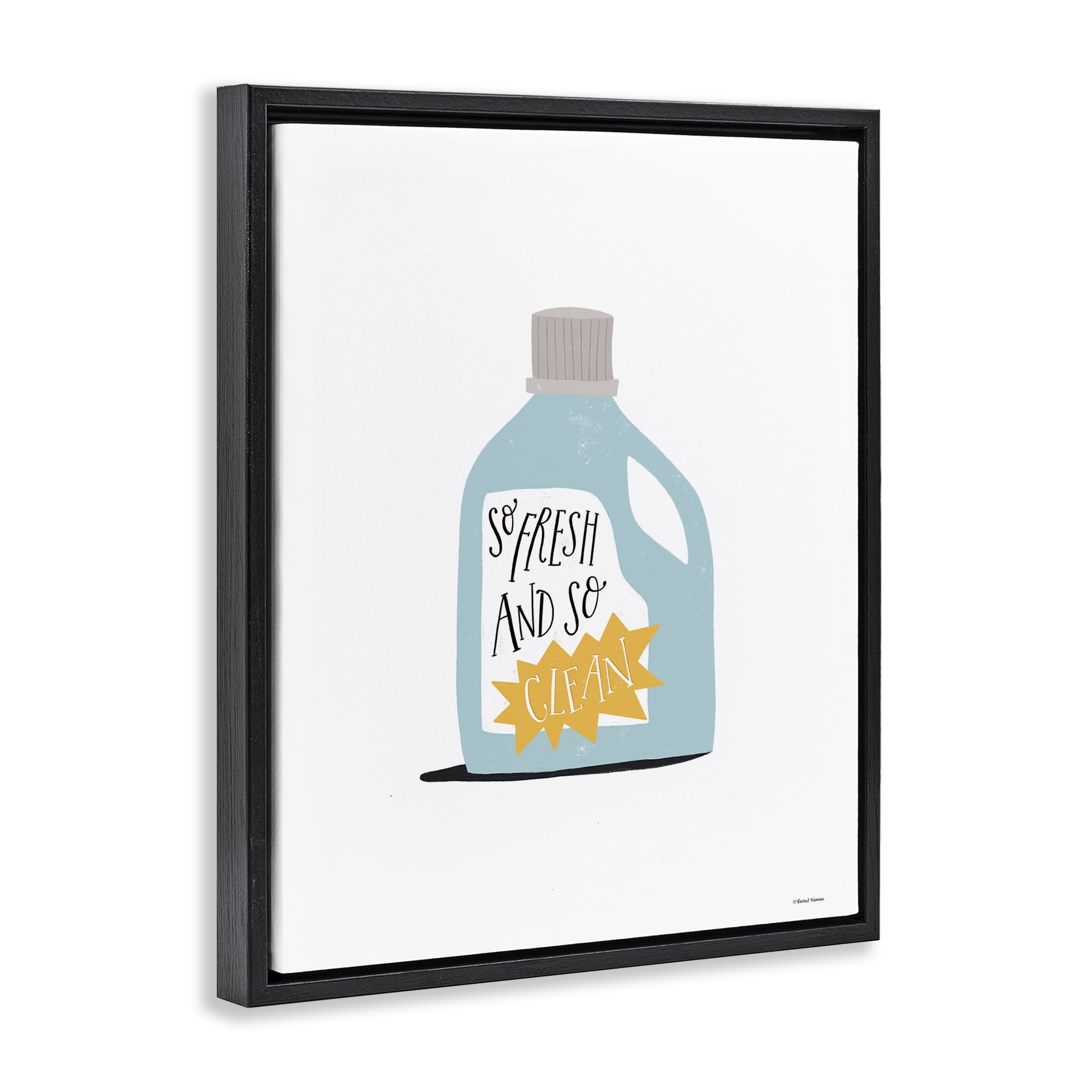 Stupell Industries So Fresh & Clean Laundry Typography Painting Black Floater Framed Art Print Wall Art, 25 x 31