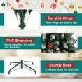 thumbnail image 2 of 7FT Pre-Decorated Holiday Christmas Tree for Home Office Party Decoration w/ 1100 PVC Branch Tips, Artificial Xmas Snow Tree w/ Pine Cone & Red Berries, Metal Hinges & Base, for Indoor Festival Decor, 2 of 8